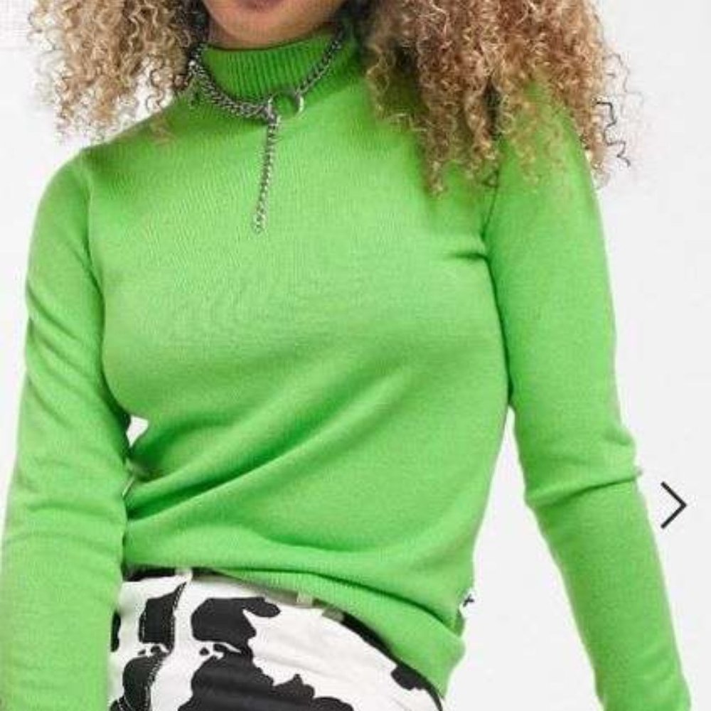 NWT Collusion Roll Neck Jumper Mock Turtleneck Sweater in Green sz 2 US